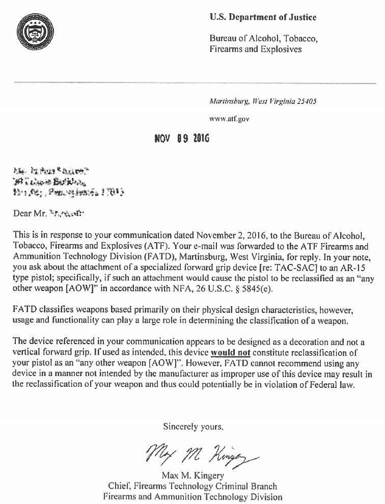 atf letter ar pistol vertical grip